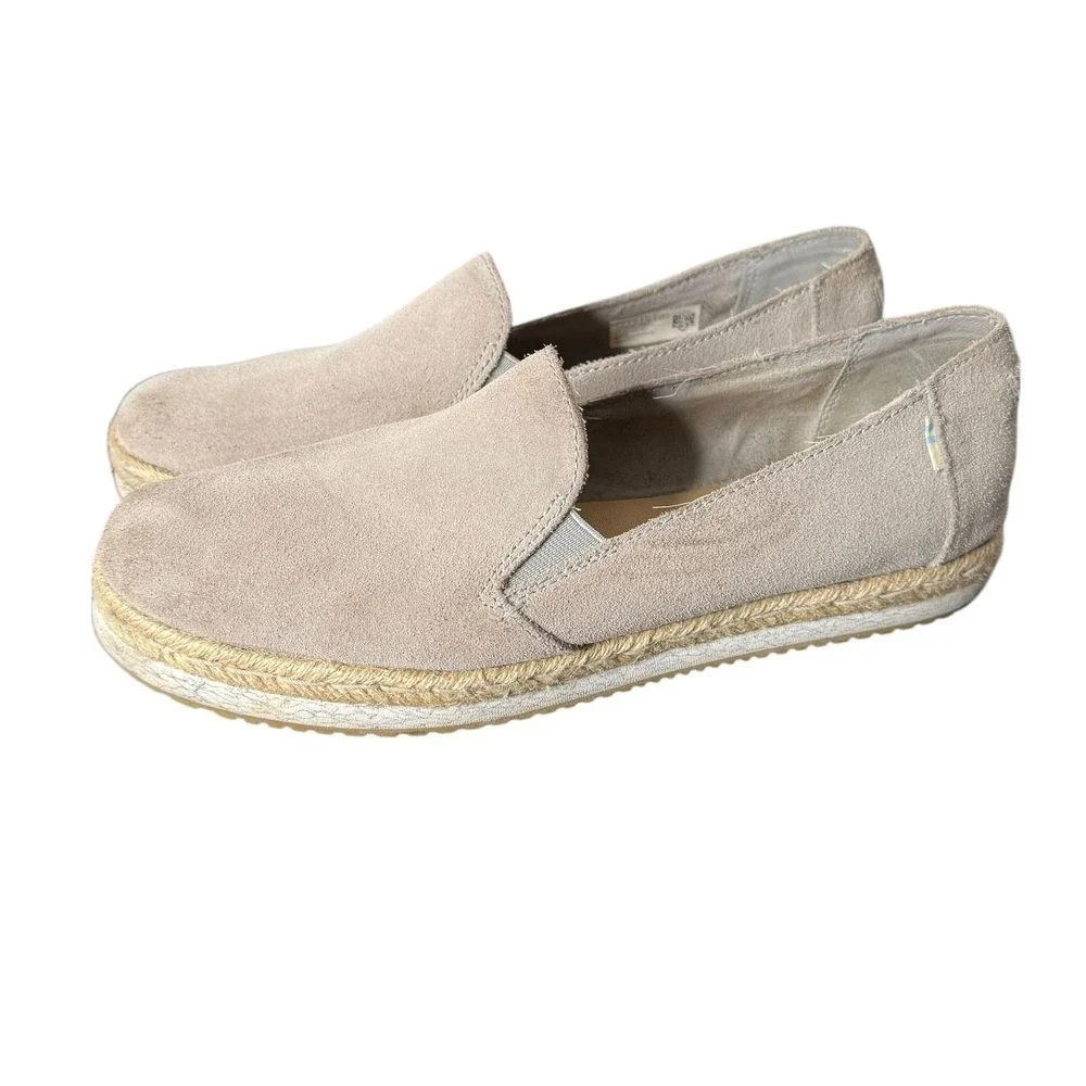 TOMS Palma Suede Platform‎ Espadrille Slip On Jute Shoes Womens 10 Minimalist